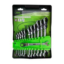 JBM 51318 - SET DE 12 LLAVES COMBINADAS ARTICULADAS CON TRINQUETE
