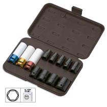 JBM 52343 - SET DE 12 VASOS DE IMPACTO DE 1/2" HEX. ESPECIAL EXTRACCION