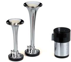 FISA R107 - JUEGO BOCINAS CON COMPRESOR 12V TROMPETAS CROMADAS FD2C