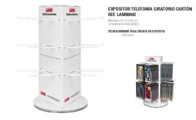 LAMPA LAM99042 - EXPOSITOR TELEFONIA GIRATORIO CARTON 31X31X56,5 CM 18 GANCHO