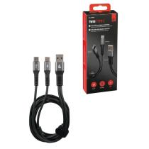 LAMPA LAM38699 - CABLE CON DOBLE CONECTOR USB>TIPO C 100 CM NEGRO