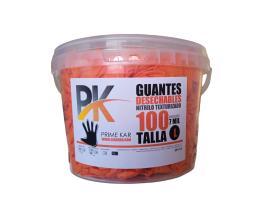 PRIMEKAR - ACEITES, QUIMICOS Y GUANTES GU007 - CUBO GUANTES NARANJA NITRILO GRIP TALLA M CAJA 100UDS