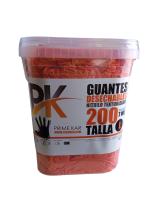 PRIMEKAR - ACEITES, QUIMICOS Y GUANTES GU010 - CUBO GUANTES NARANJA NITRILO GRIP TALLA M CAJA (200UDS)