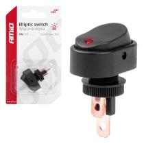 AMIO ACCESORIOS 03089 - INTERRUPTOR ELIPTICO PILOTO ROJO 12/24V MAX30A ON/OFF