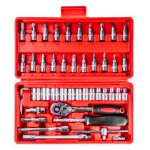 AMIO ACCESORIOS 03136 - JUEGO DE 46 PIEZAS CR-V 1/4" DE LLAVES DE VASOS HEXAGONALES