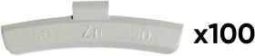 JBM 54676 - CAJA 100 CONTRAPESAS ZINC GRAPA 50GR.ESPECIAL LLANTA ALEACIO