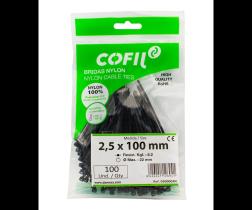 BRIDAS - ABRAZADERAS - CADENA - CABLE ACERO 0300003N - ENV.100 ABRAZADERA NYLON 2,5 - 100 NEGRA