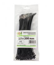 BRIDAS - ABRAZADERAS - CADENA - CABLE ACERO 0300007N - ENV.100 ABRAZADERA NYLON 2,5 - 200 NEGRA